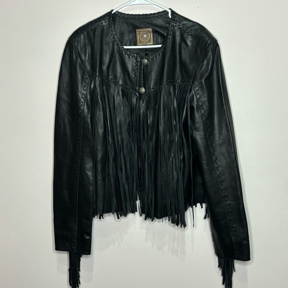 Double D Ranch petty town leather fringe jacket